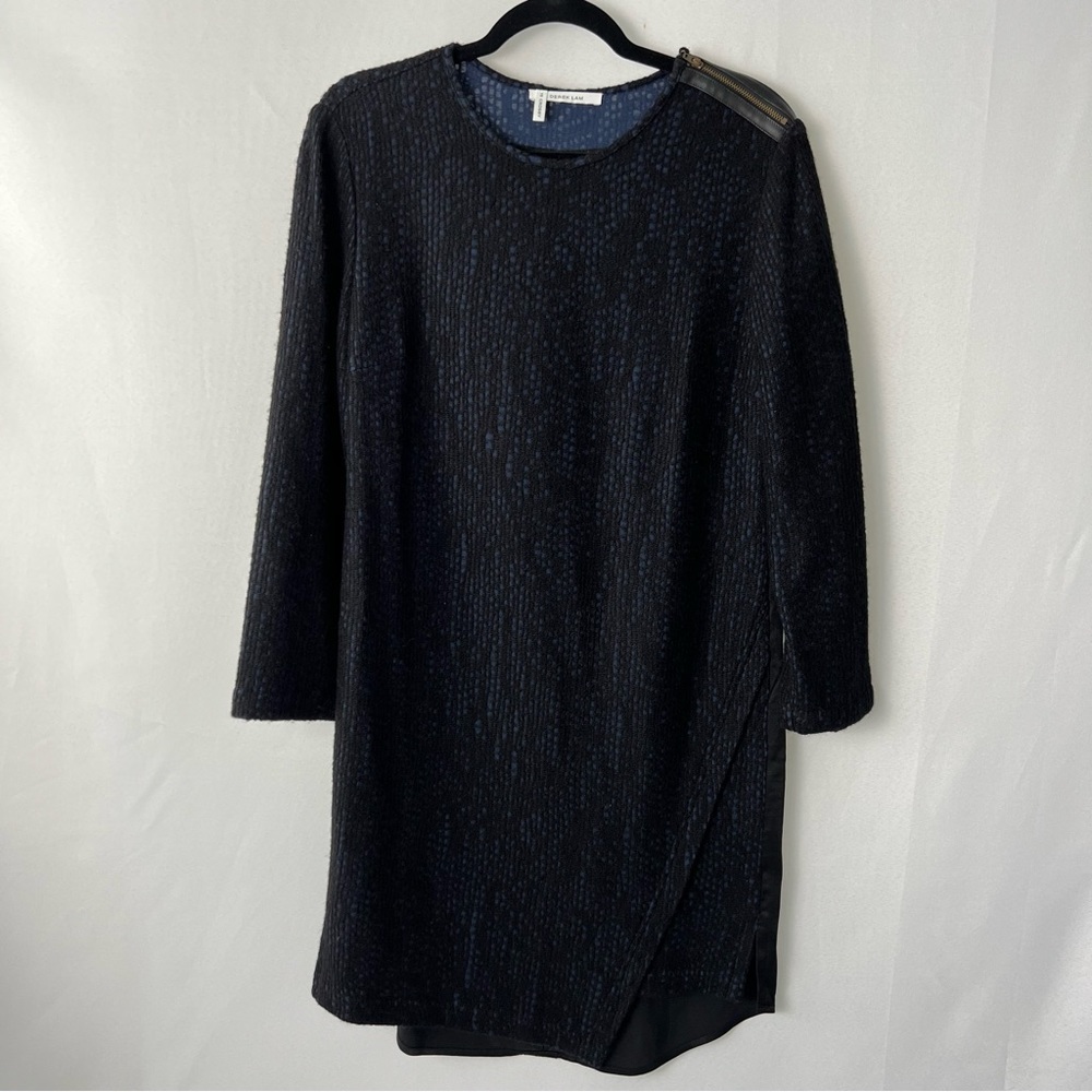 Derek Lam 10 Crosby Navy Blue Black Full Lace Long Sleeve Dress Size 12